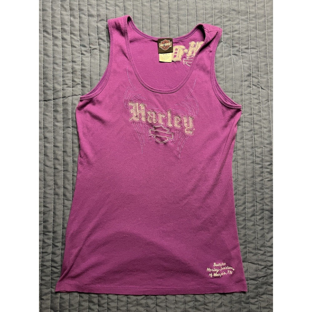 Harley Davidson Tank Top Shirt Women's XL Purple Bumpas Memphis TN Motorcycle